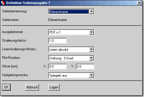 BAE Version 6.2: CAM-Prozessor Dialog - EPS-/PDF-Batch - Seitenausgabedefinition