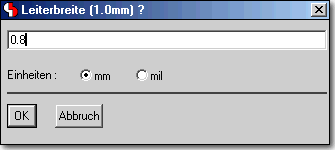 BAE Version 6.2: Layouteditor Dialog - Leiterbreite - Numerische Eingabe