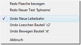 BAE Version 7.2: Layouteditor: Undo-/Redoliste mit Anzeige der Aktionen