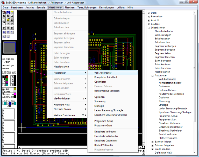 BAE Version 7.6: Layouteditor - Autorouter-Funktionen