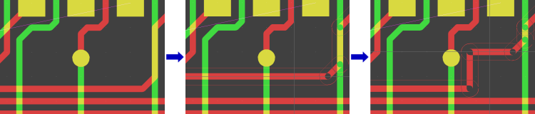 BAE Version 8.0: Layouteditor: Automatische Leiterbahnsegmentaufteilung an Hindernissen